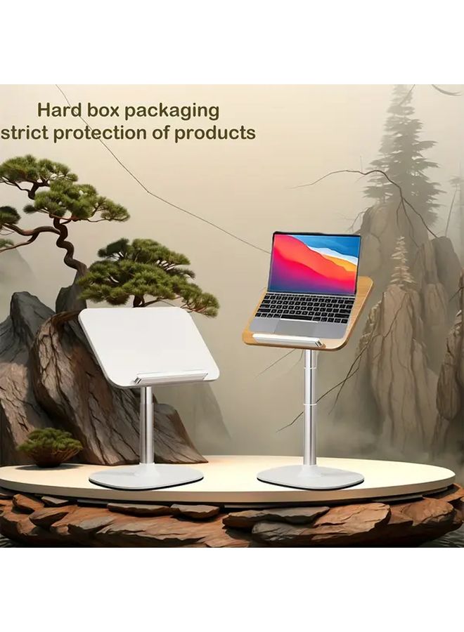 Mahogany Adjustable Height Foldable Laptop Tablet Stand Portable Rotating Book Holder - Image 1